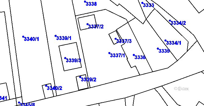 Parcela st. 3337 v KÚ Mělník, Katastrální mapa