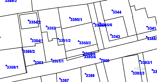 Parcela st. 3350/2 v KÚ Mělník, Katastrální mapa