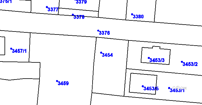 Parcela st. 3454 v KÚ Mělník, Katastrální mapa