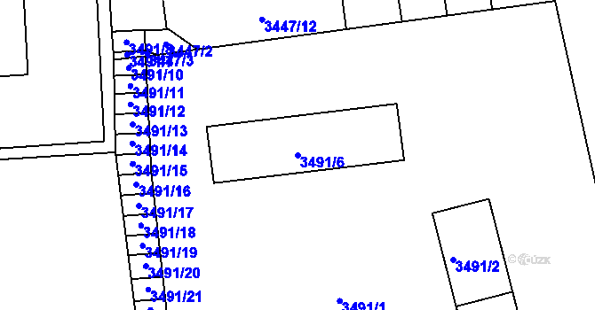 Parcela st. 3491/6 v KÚ Mělník, Katastrální mapa