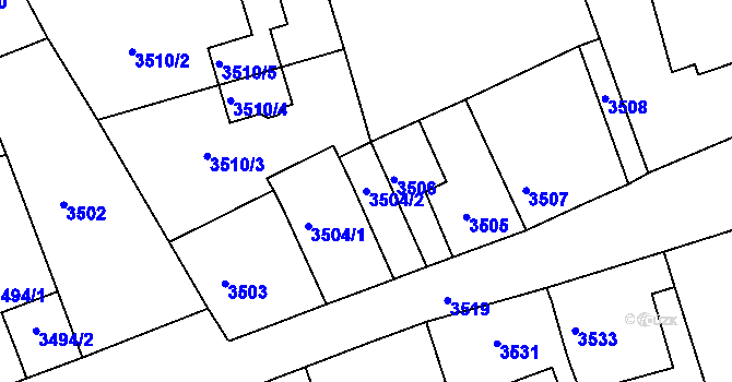Parcela st. 3504/2 v KÚ Mělník, Katastrální mapa