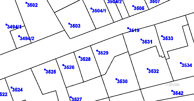 Parcela st. 3529 v KÚ Mělník, Katastrální mapa