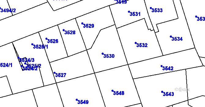 Parcela st. 3530 v KÚ Mělník, Katastrální mapa