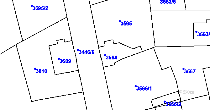 Parcela st. 3564 v KÚ Mělník, Katastrální mapa
