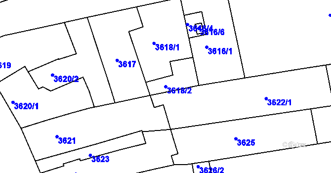 Parcela st. 3618/2 v KÚ Mělník, Katastrální mapa