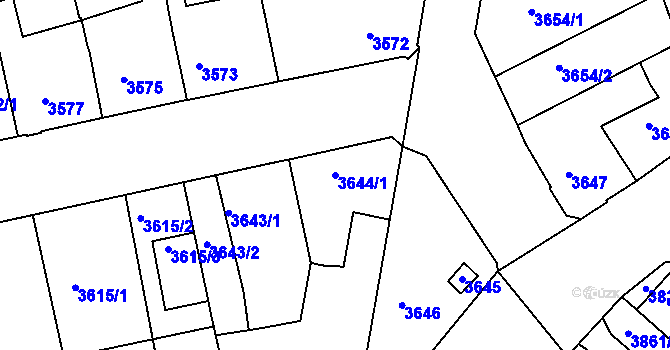 Parcela st. 3644/1 v KÚ Mělník, Katastrální mapa
