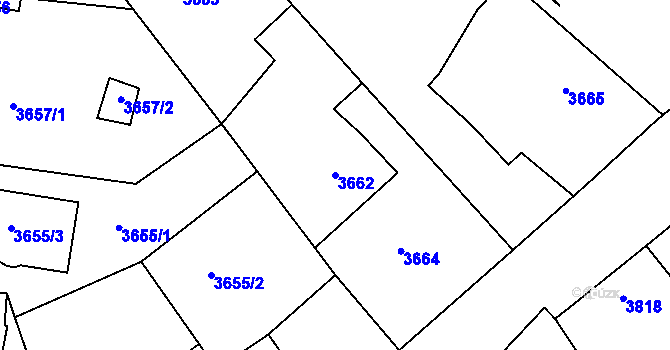 Parcela st. 3662 v KÚ Mělník, Katastrální mapa