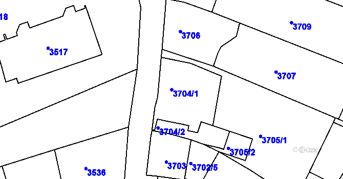 Parcela st. 3704/1 v KÚ Mělník, Katastrální mapa