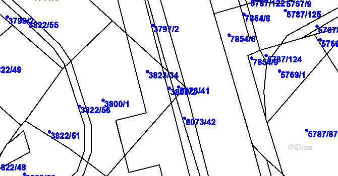 Parcela st. 3800/2 v KÚ Mělník, Katastrální mapa