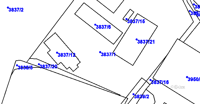 Parcela st. 3837/1 v KÚ Mělník, Katastrální mapa