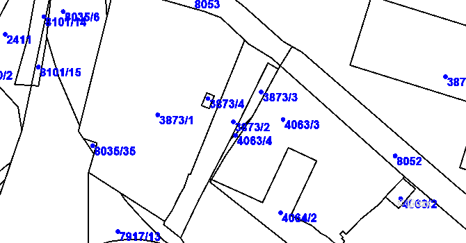 Parcela st. 3873/2 v KÚ Mělník, Katastrální mapa