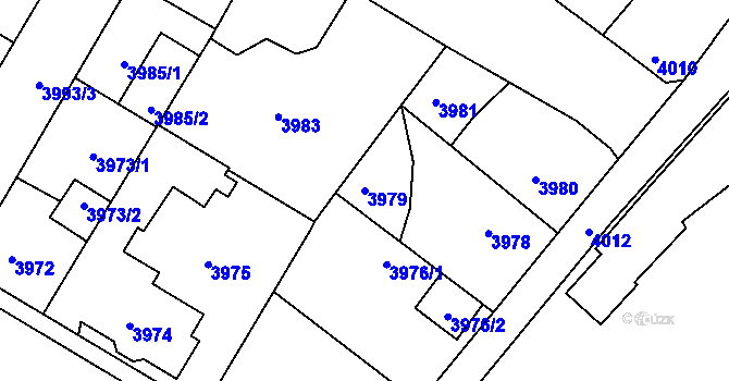 Parcela st. 3979 v KÚ Mělník, Katastrální mapa