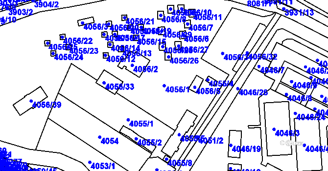 Parcela st. 4056/1 v KÚ Mělník, Katastrální mapa