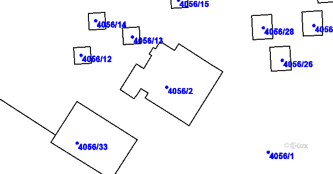 Parcela st. 4056/2 v KÚ Mělník, Katastrální mapa