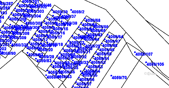Parcela st. 4059/29 v KÚ Mělník, Katastrální mapa