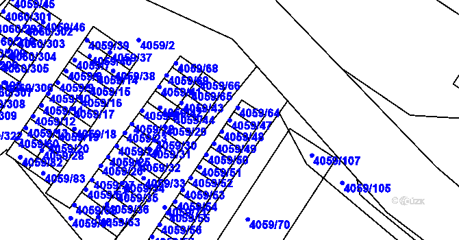 Parcela st. 4059/47 v KÚ Mělník, Katastrální mapa