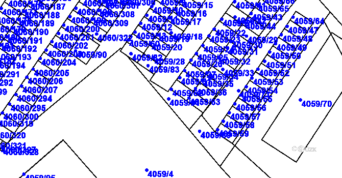 Parcela st. 4059/62 v KÚ Mělník, Katastrální mapa