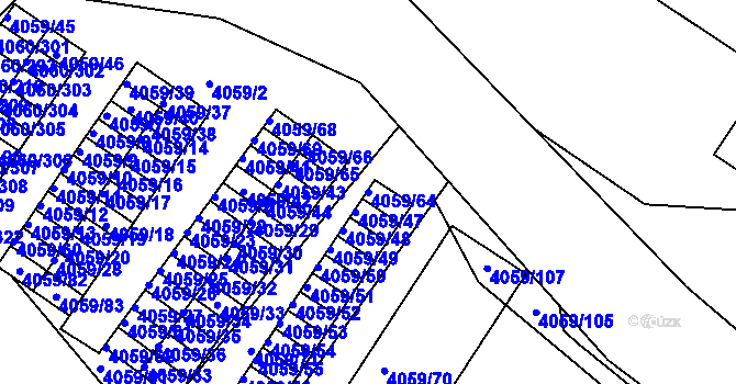 Parcela st. 4059/64 v KÚ Mělník, Katastrální mapa