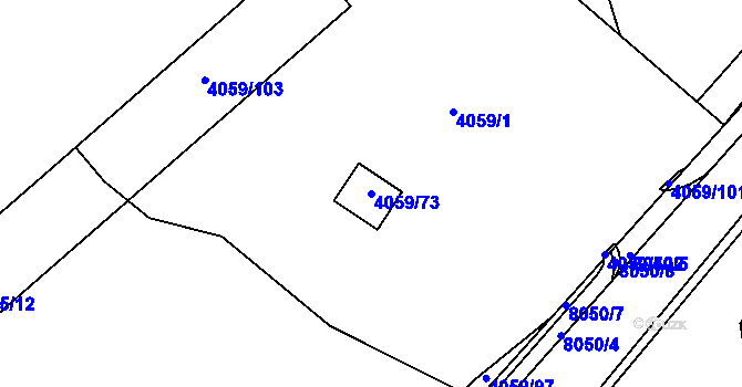 Parcela st. 4059/73 v KÚ Mělník, Katastrální mapa