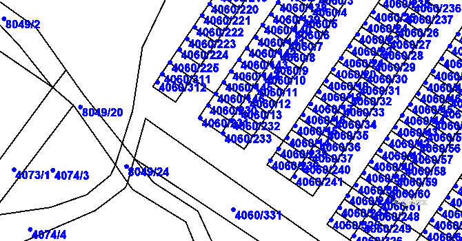 Parcela st. 4060/232 v KÚ Mělník, Katastrální mapa