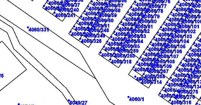 Parcela st. 4060/317 v KÚ Mělník, Katastrální mapa