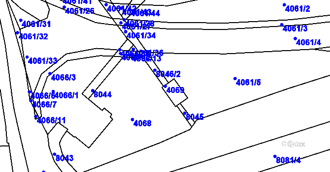 Parcela st. 4069 v KÚ Mělník, Katastrální mapa