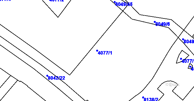 Parcela st. 4077/1 v KÚ Mělník, Katastrální mapa