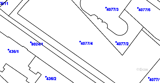 Parcela st. 4077/4 v KÚ Mělník, Katastrální mapa