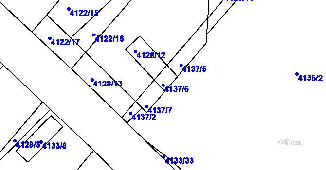 Parcela st. 4137/6 v KÚ Mělník, Katastrální mapa