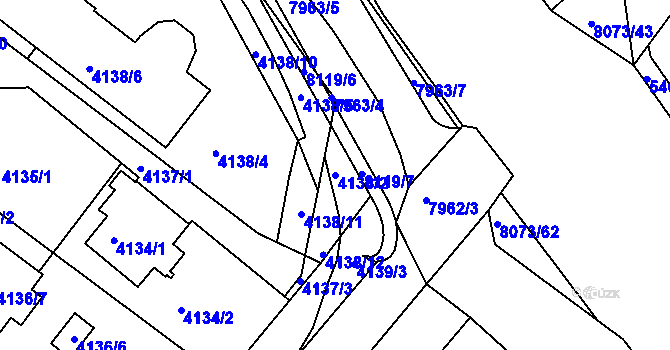 Parcela st. 4138/2 v KÚ Mělník, Katastrální mapa