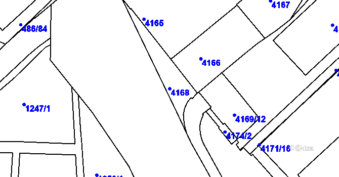 Parcela st. 4168 v KÚ Mělník, Katastrální mapa