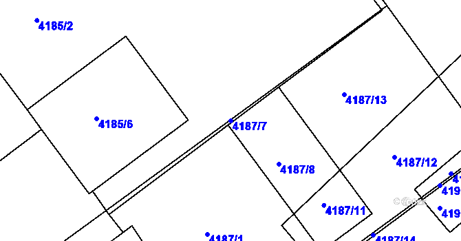 Parcela st. 4187/7 v KÚ Mělník, Katastrální mapa