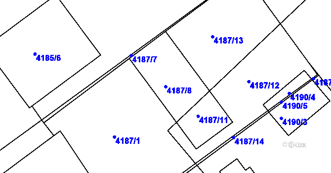 Parcela st. 4187/8 v KÚ Mělník, Katastrální mapa