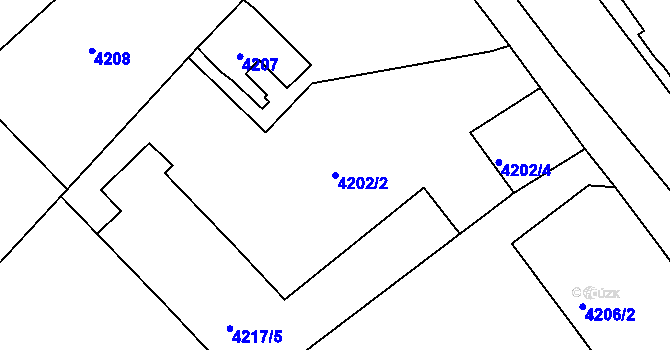 Parcela st. 4202/2 v KÚ Mělník, Katastrální mapa