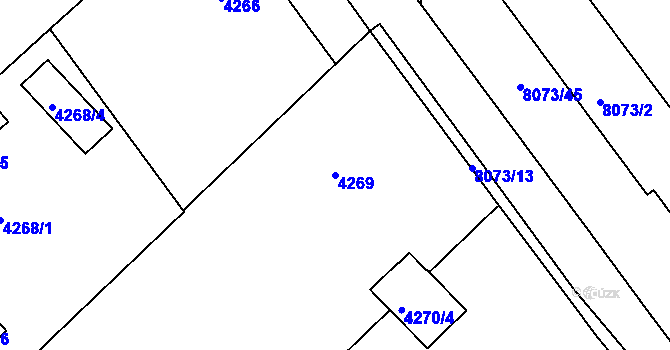 Parcela st. 4269 v KÚ Mělník, Katastrální mapa