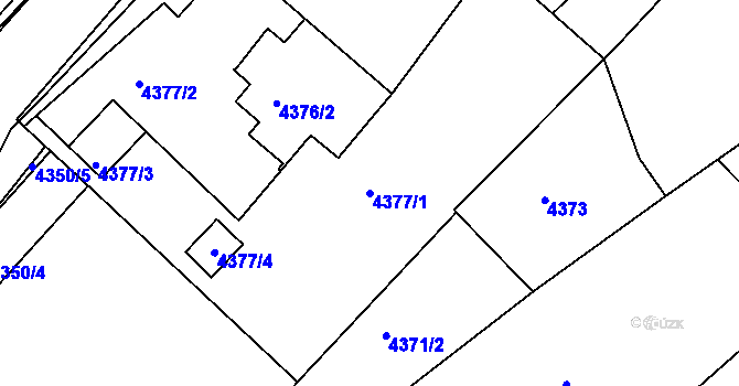Parcela st. 4377/1 v KÚ Mělník, Katastrální mapa
