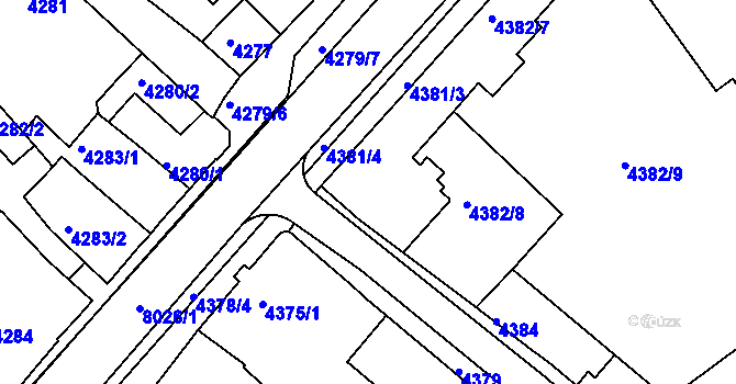 Parcela st. 4382 v KÚ Mělník, Katastrální mapa