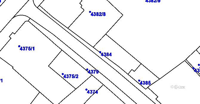 Parcela st. 4384 v KÚ Mělník, Katastrální mapa