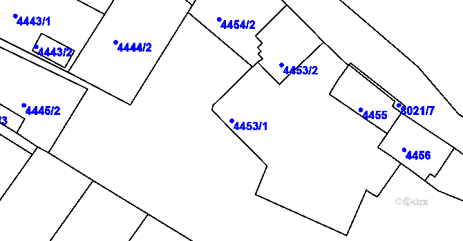 Parcela st. 4453/1 v KÚ Mělník, Katastrální mapa