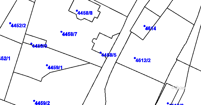 Parcela st. 4458/5 v KÚ Mělník, Katastrální mapa