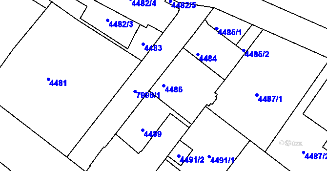Parcela st. 4486 v KÚ Mělník, Katastrální mapa