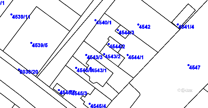 Parcela st. 4543/2 v KÚ Mělník, Katastrální mapa