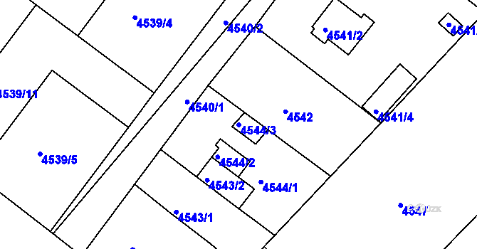Parcela st. 4544/3 v KÚ Mělník, Katastrální mapa