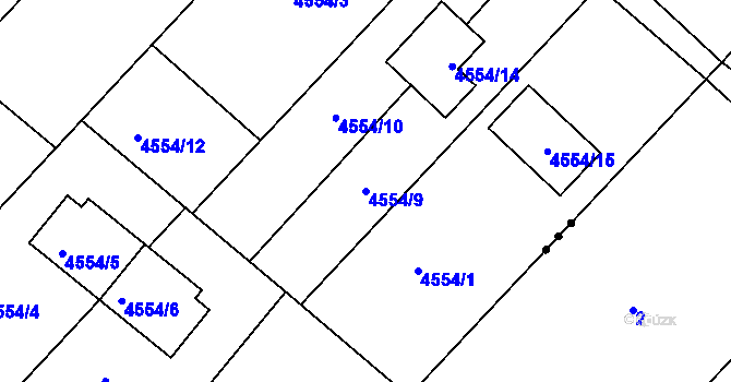 Parcela st. 4554/9 v KÚ Mělník, Katastrální mapa