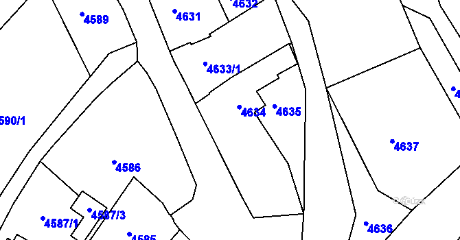 Parcela st. 4634 v KÚ Mělník, Katastrální mapa