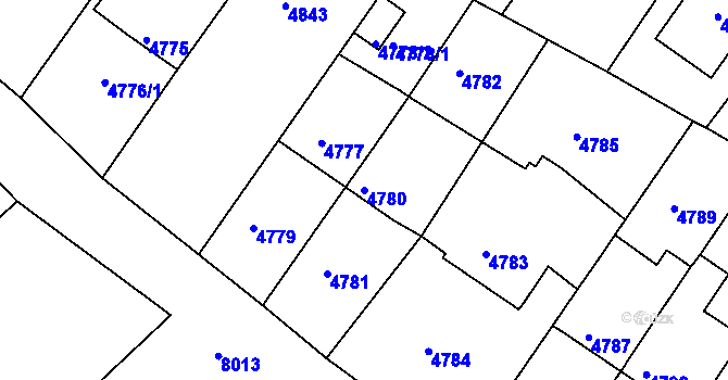 Parcela st. 4780 v KÚ Mělník, Katastrální mapa