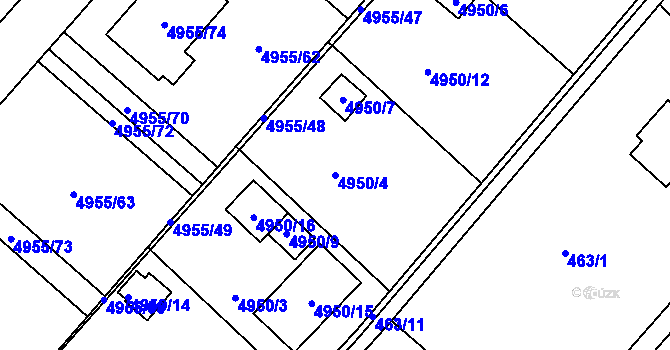 Parcela st. 4950/4 v KÚ Mělník, Katastrální mapa