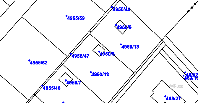 Parcela st. 4950/6 v KÚ Mělník, Katastrální mapa