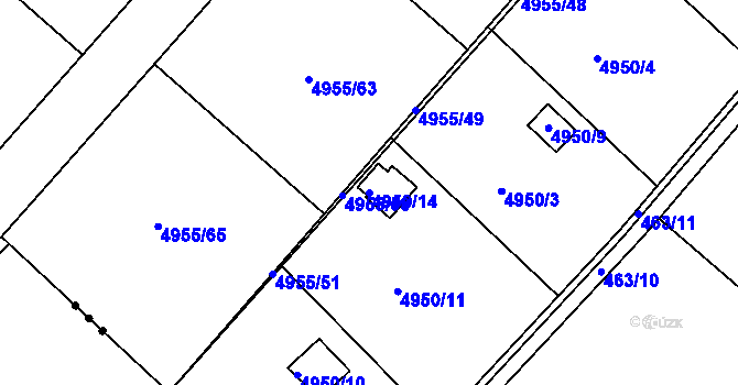 Parcela st. 4950/14 v KÚ Mělník, Katastrální mapa