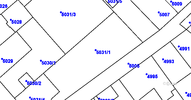 Parcela st. 5031/1 v KÚ Mělník, Katastrální mapa